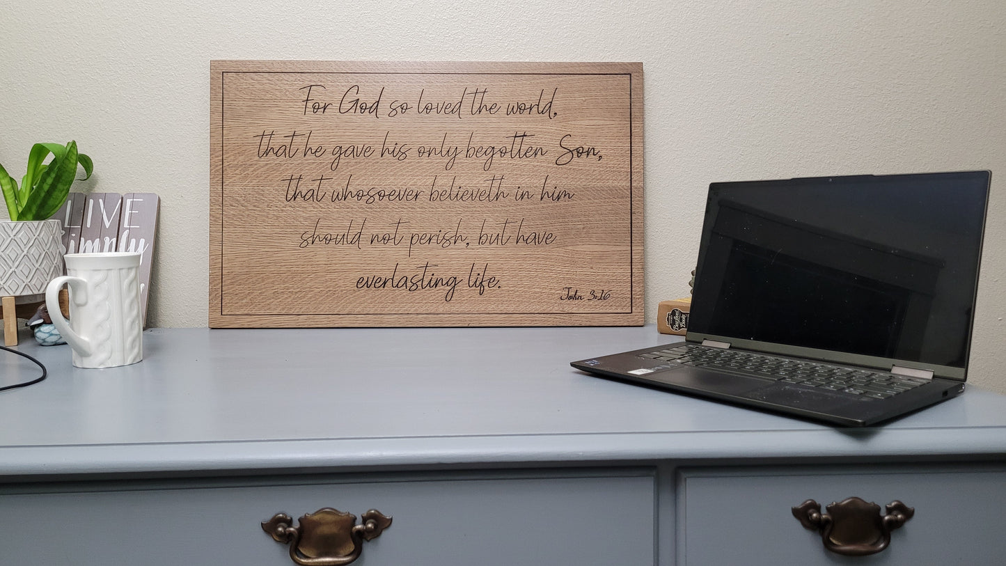 Carved Wooden Sign John 3:16