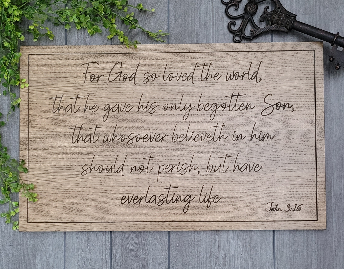 Carved Wooden Sign John 3:16