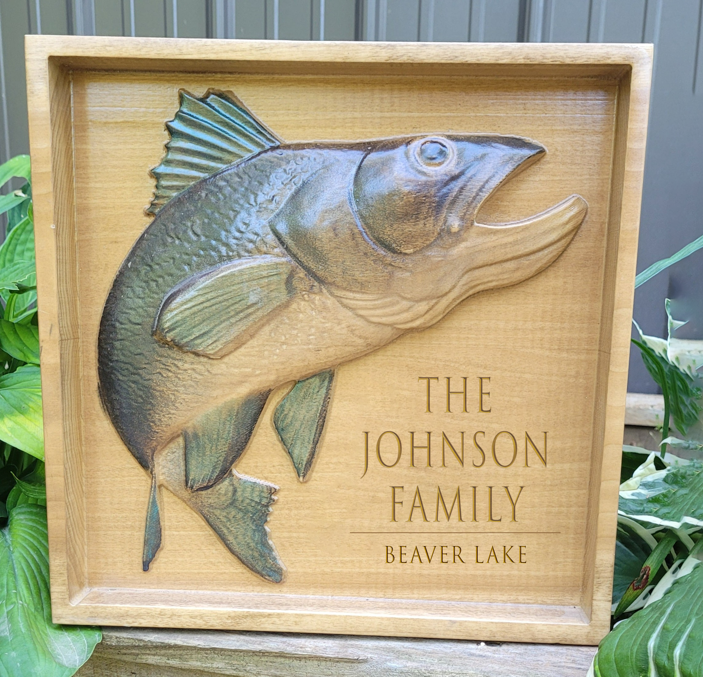 Fish Sign 3D Carved Wooden Hand Painted | Cabin Lake House Decor
