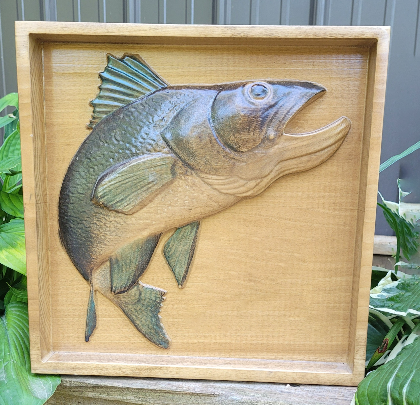 Fish Sign 3D Carved Wooden Hand Painted | Cabin Lake House Decor