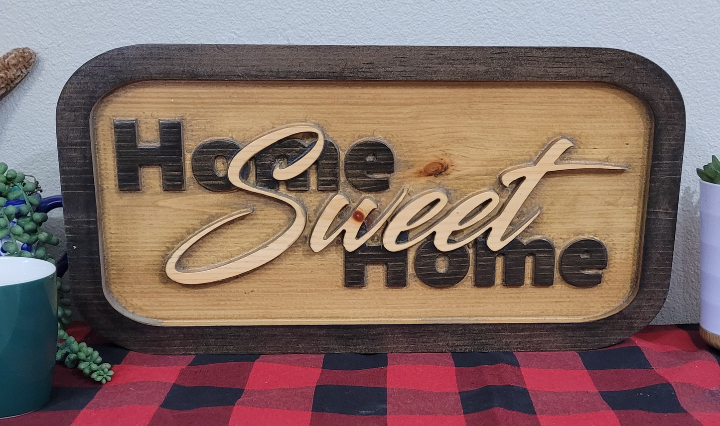 Wooden Carved Welcome Decor Sign Home Sweet Home
