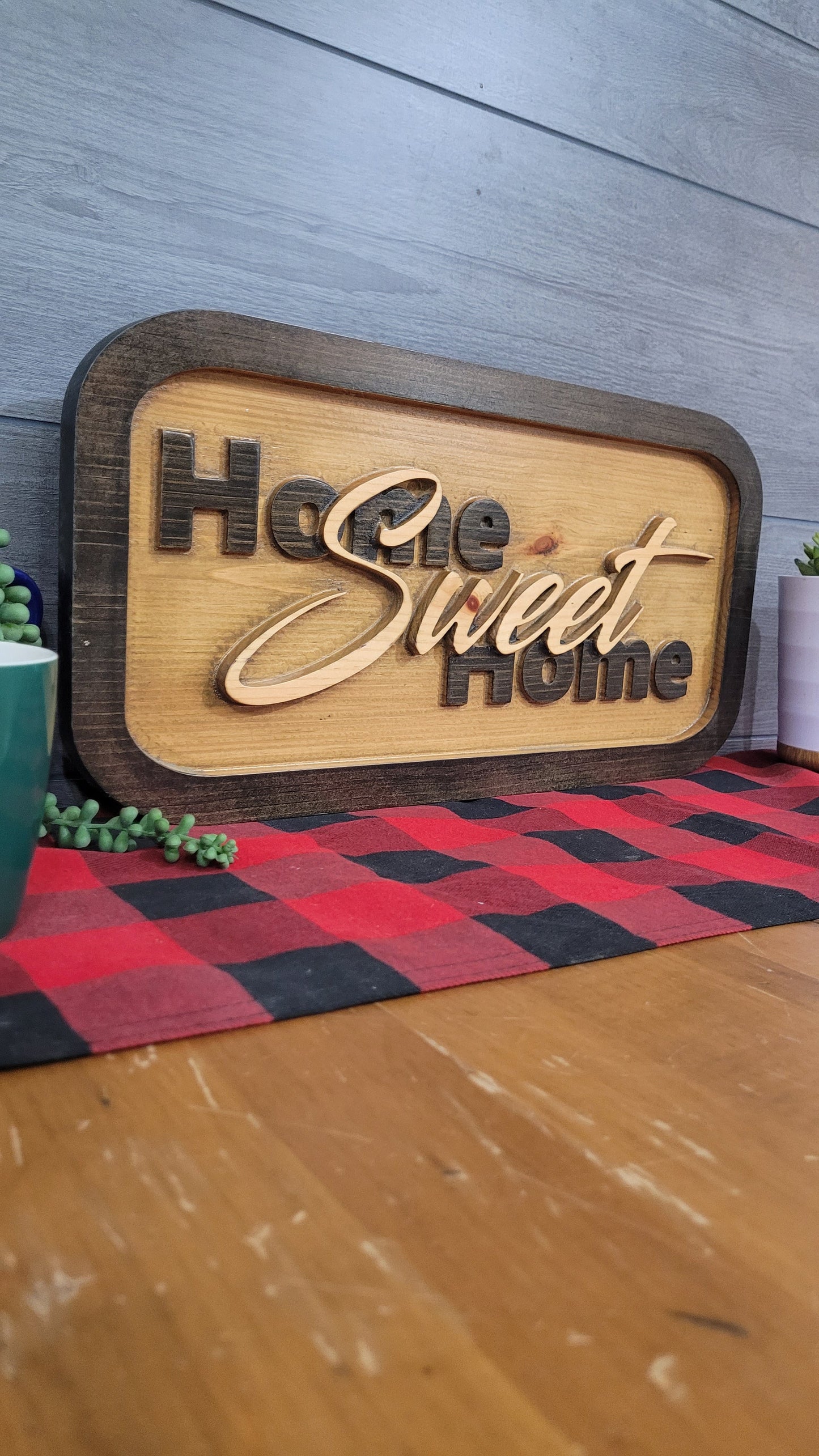 Wooden Carved Welcome Decor Sign Home Sweet Home