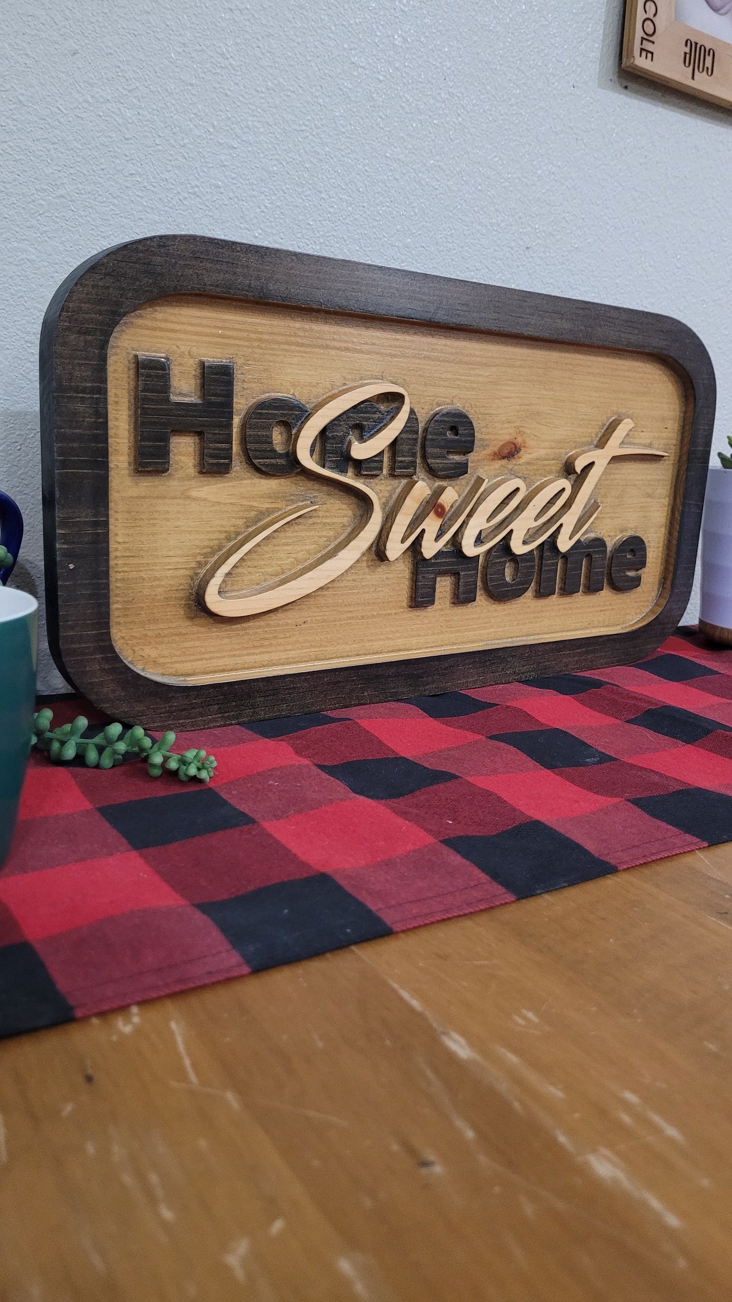 Wooden Carved Welcome Decor Sign Home Sweet Home