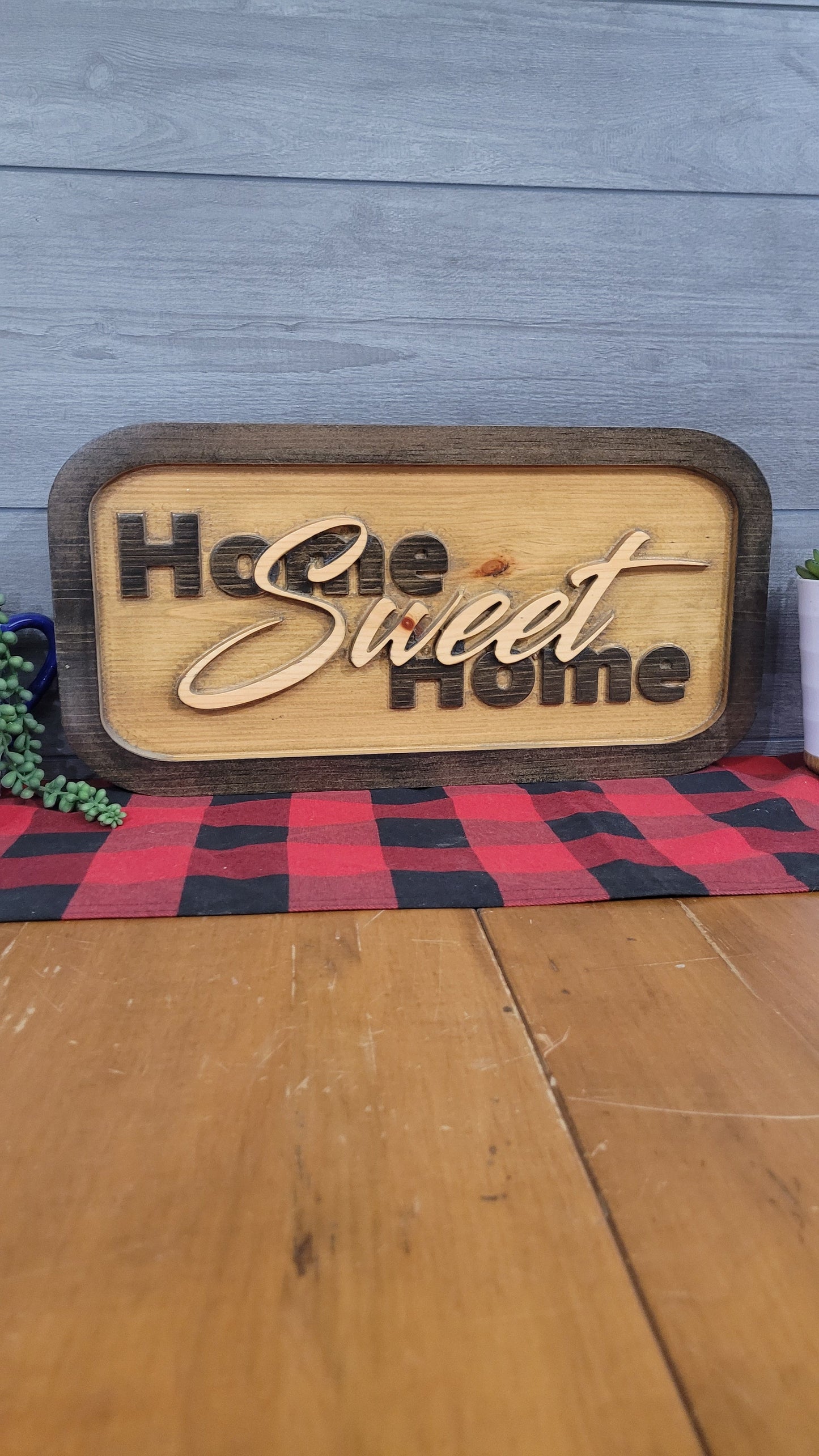 Wooden Carved Welcome Decor Sign Home Sweet Home