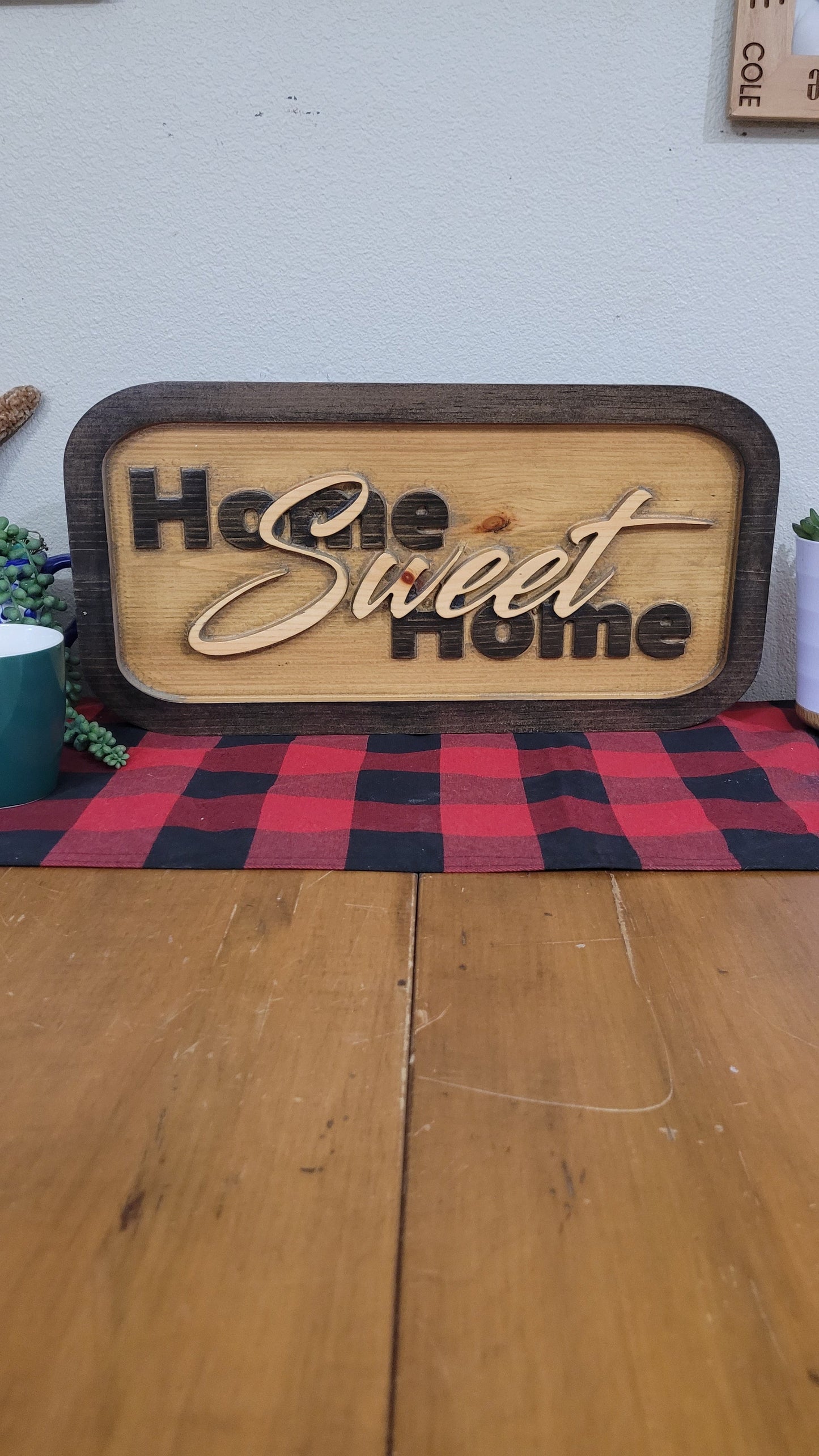 Wooden Carved Welcome Decor Sign Home Sweet Home