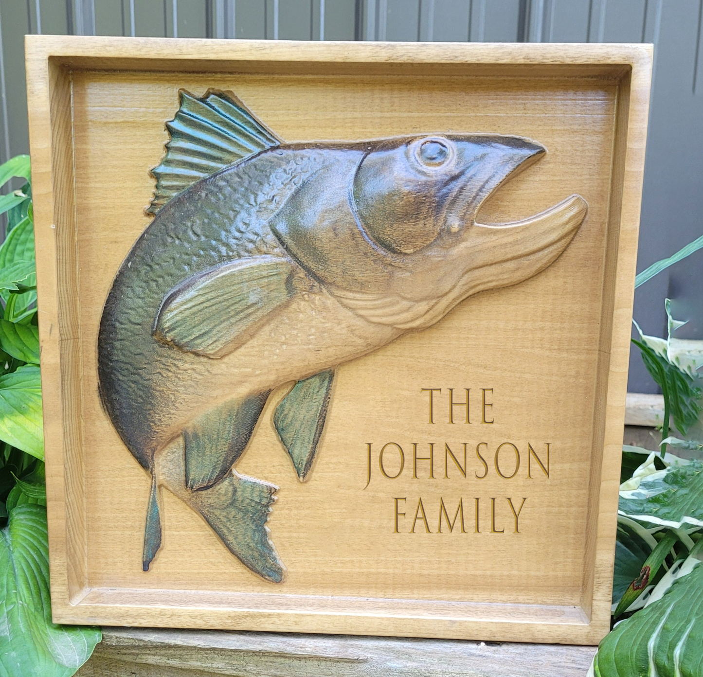 Fish Sign 3D Carved Wooden Hand Painted | Cabin Lake House Decor