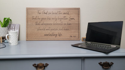 Carved Wooden Sign John 3:16