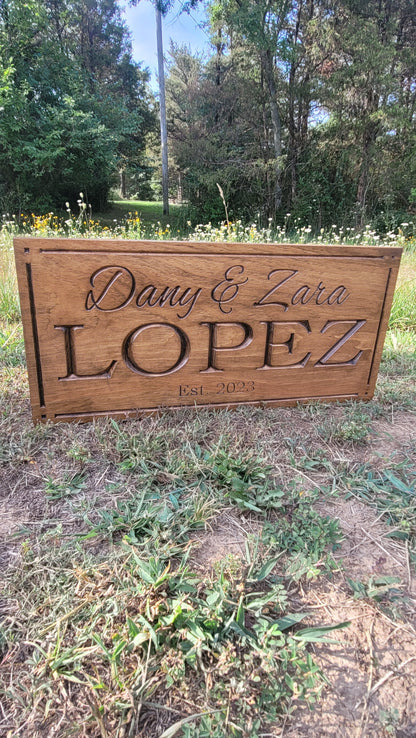 Custom Last Name Sign | Personalized Established Wood Sign