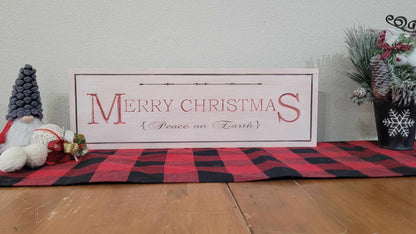 Custom Solid Wood Carved Merry Christmas Sign | Home Decor Traditional Cabin White