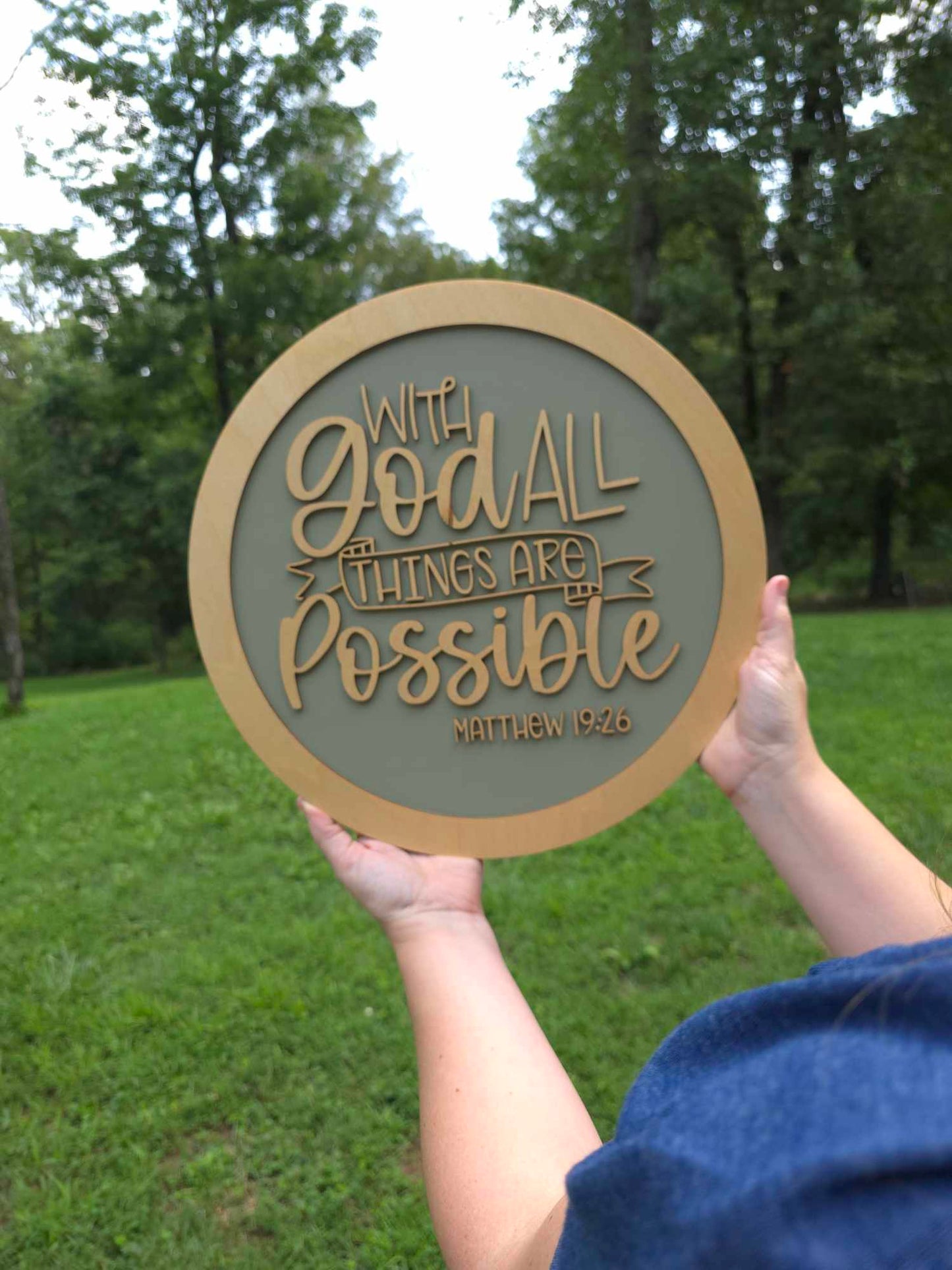 All Things Are Possible Home Decor Sign | Matthew 19:26 | Round