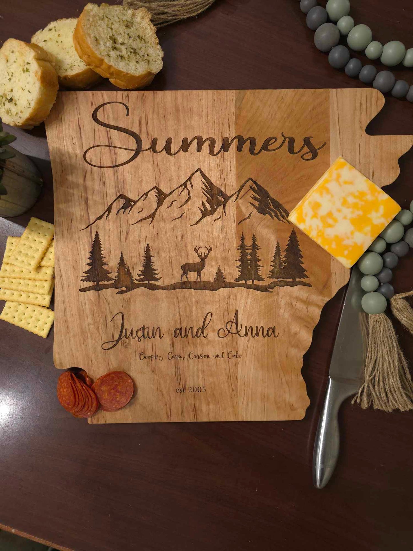 Personalized Family Name Arkansas Cutting Board | Solid Maple