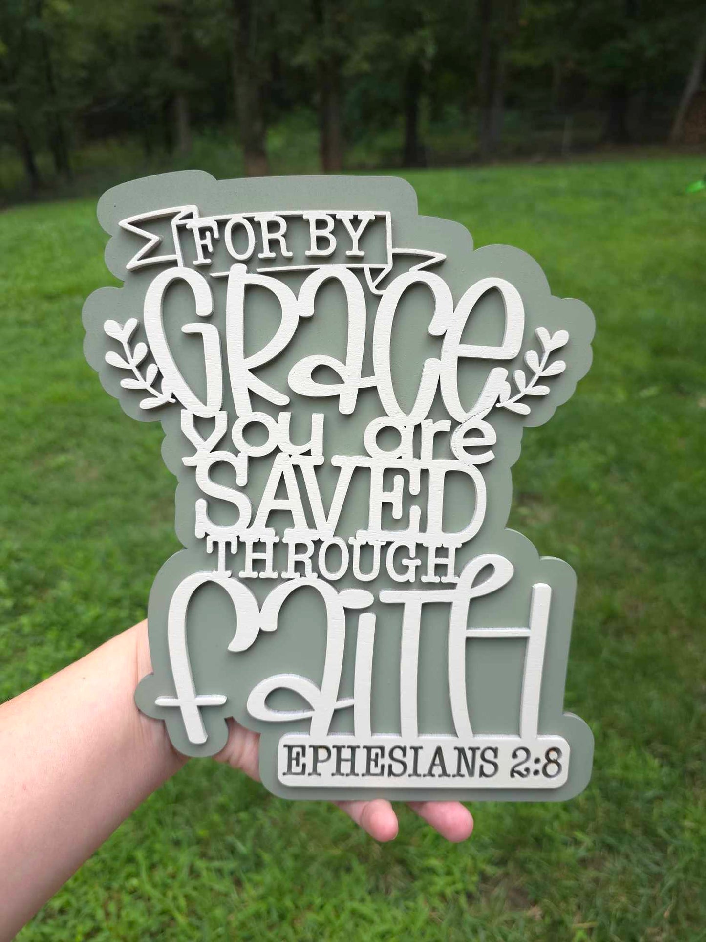 By Grace Wooden Home Decor Sign | Ephesians 2:8 | Medium