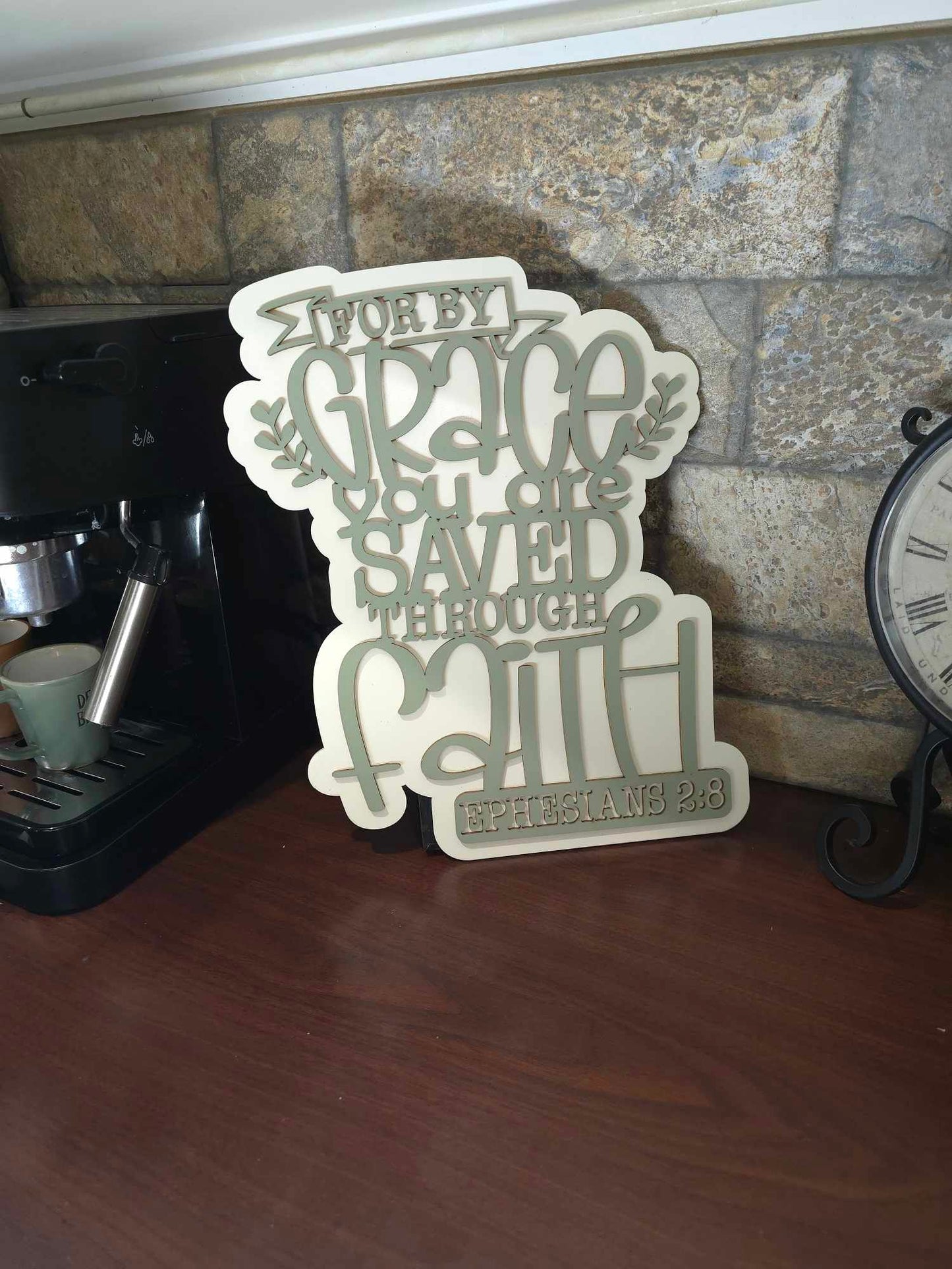 By Grace Wooden Home Decor Sign | Ephesians 2:8 | Medium