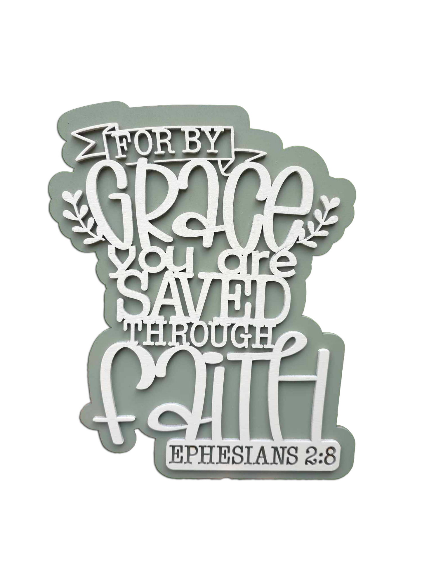 By Grace Wooden Home Decor Sign | Ephesians 2:8 | Large