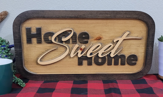 Wooden Carved Welcome Decor Sign Home Sweet Home