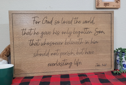 Carved Wooden Sign John 3:16