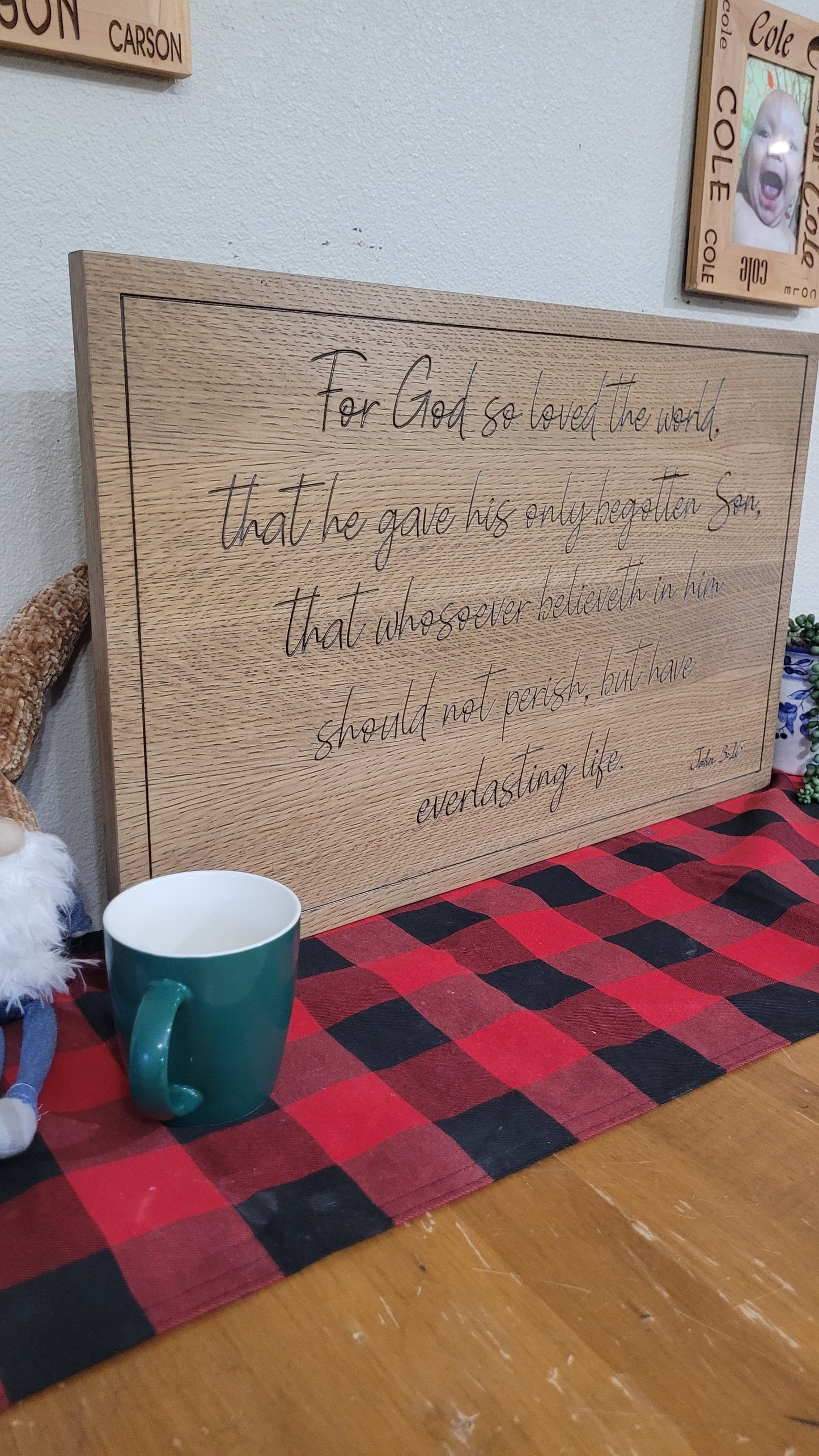 Carved Wooden Sign John 3:16
