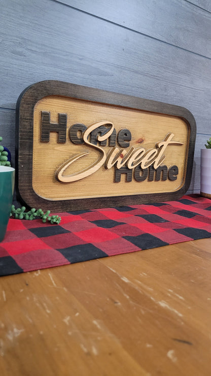 Wooden Carved Welcome Decor Sign Home Sweet Home
