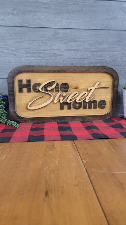 Wooden Carved Welcome Decor Sign Home Sweet Home