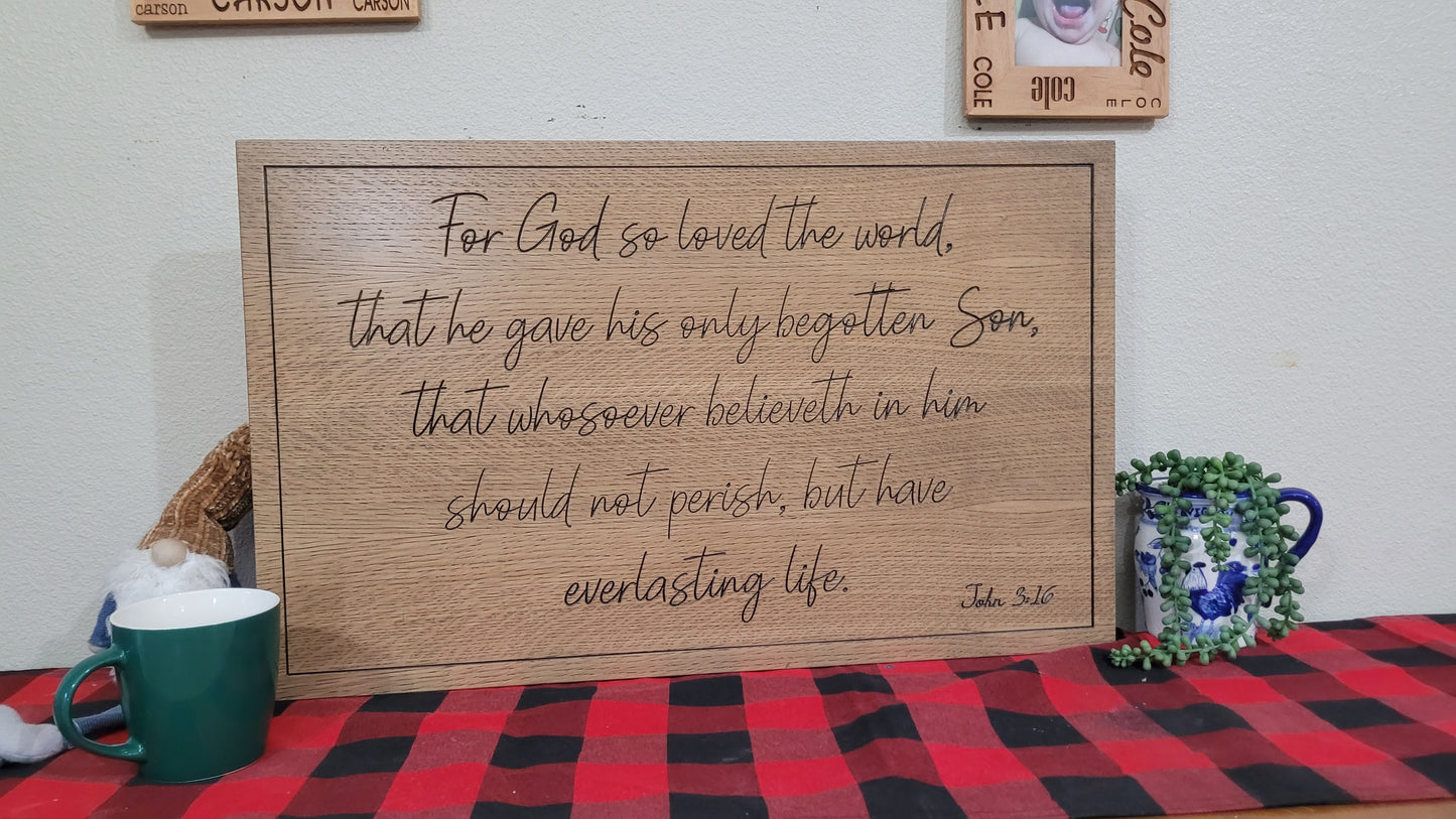 Carved Wooden Sign John 3:16