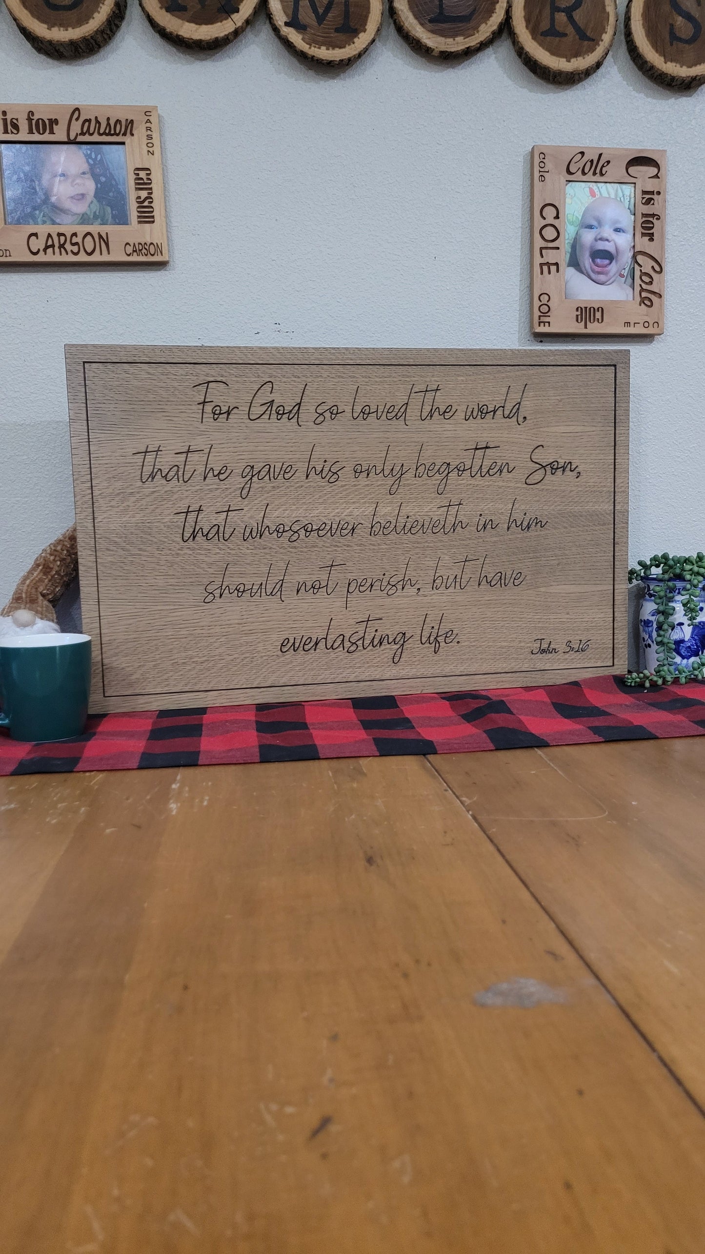 Carved Wooden Sign John 3:16